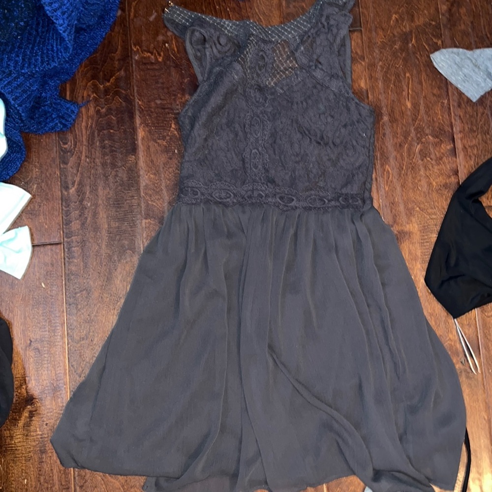 Grey dress with a lace top